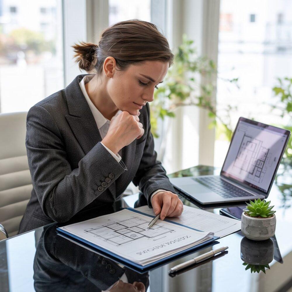 architektoniczne plany i laptop