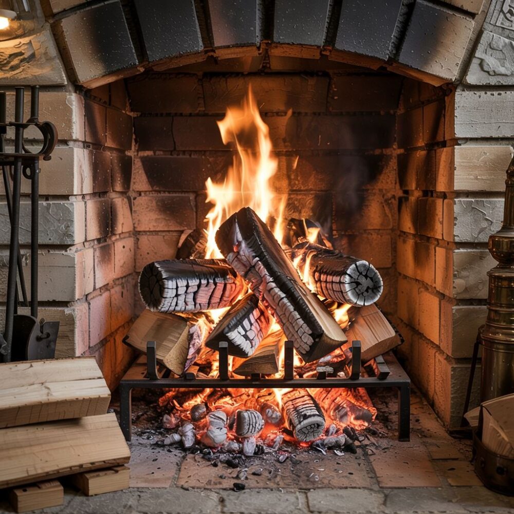 brykiet torfowy w kominku