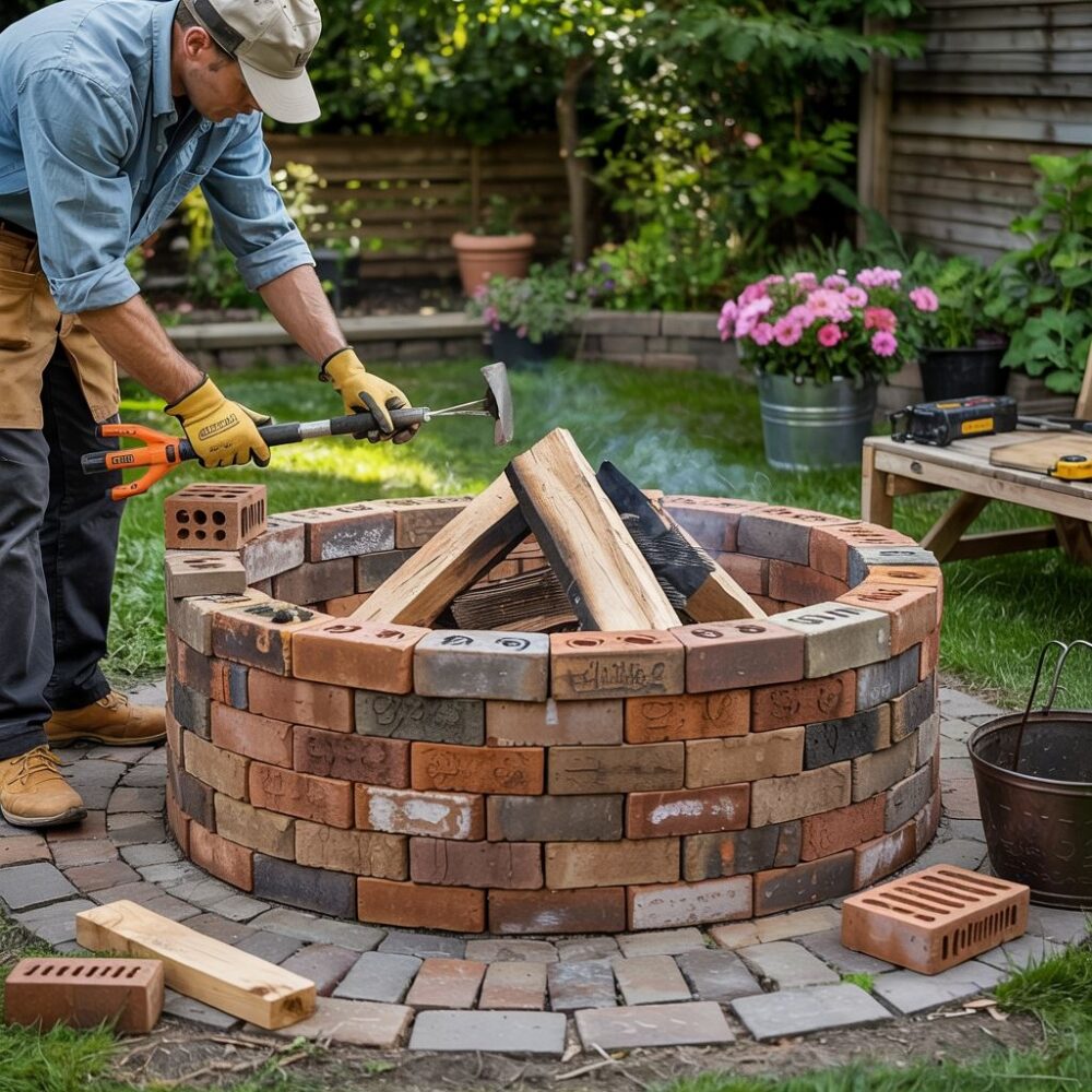 budowa paleniska z cegieł