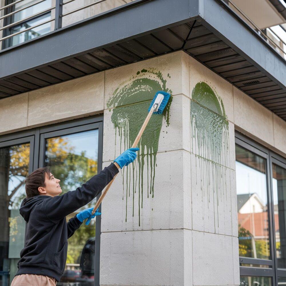 czyszczenie elewacji z zielonego nalotu