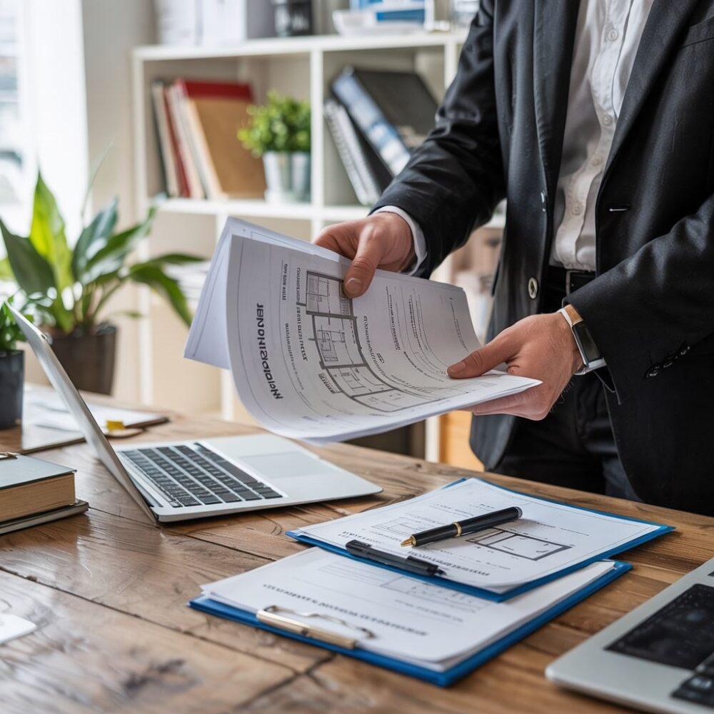 dokumenty budowlane na biurku