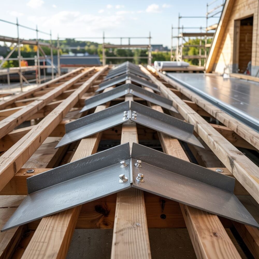 drewniane łaty na dachu