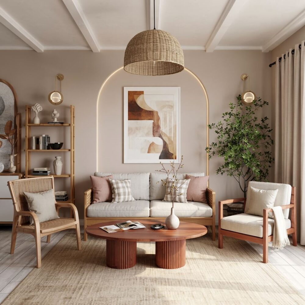 drewniane meble w salonie