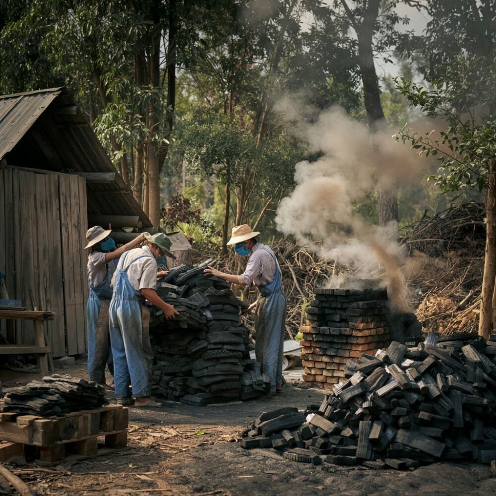 dym unoszący się z kopca