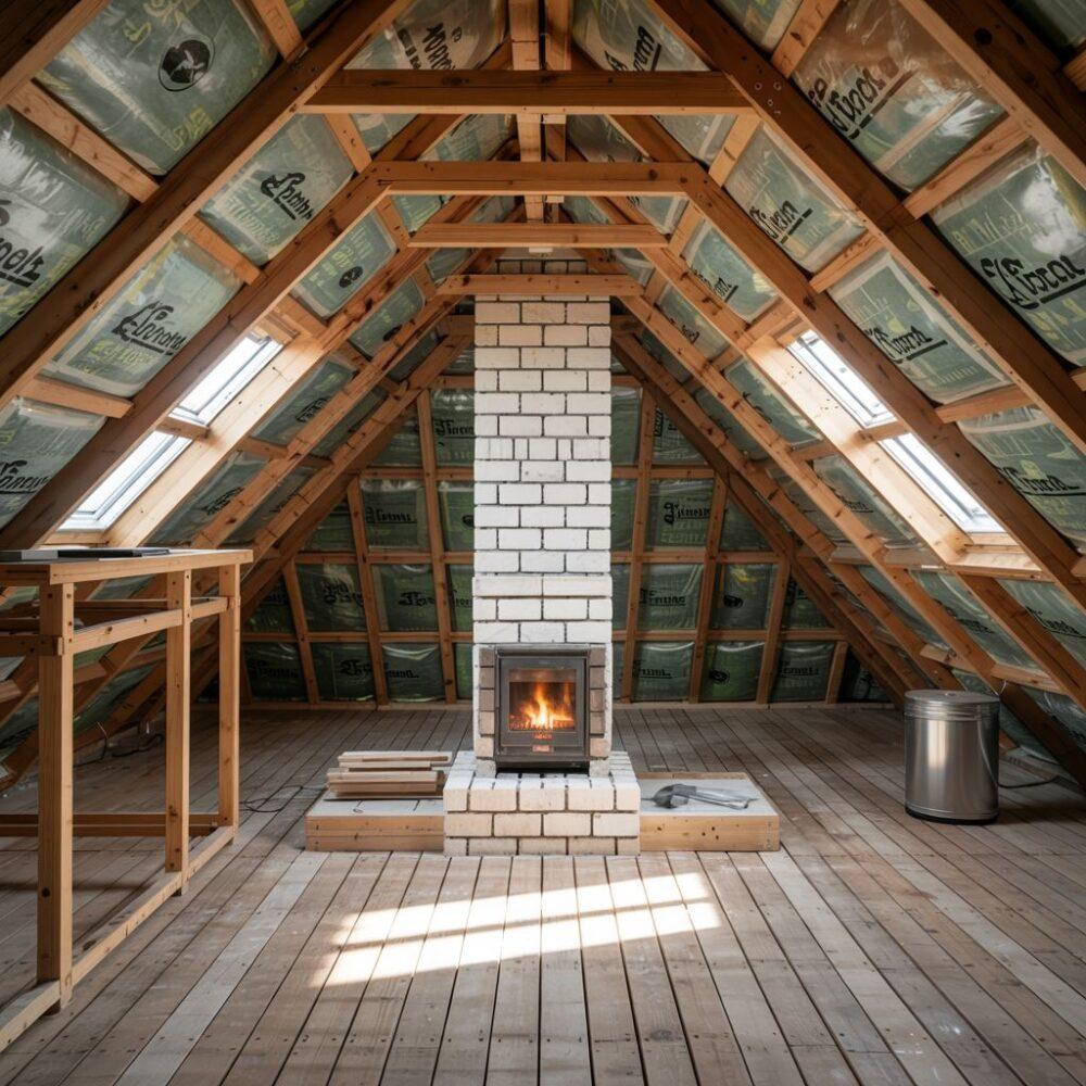 izolacja komina na strychu