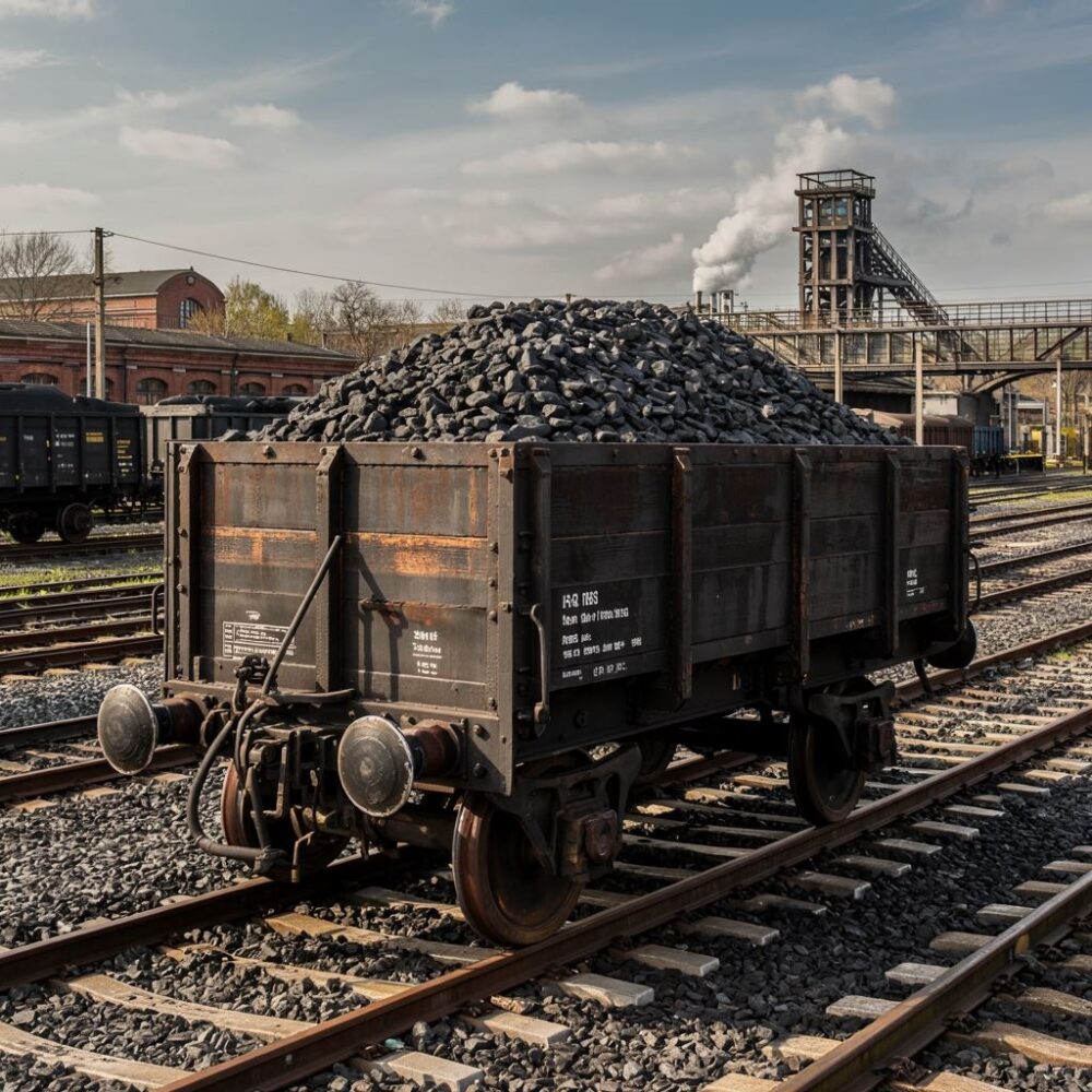 ładunek węgla w wagonie
