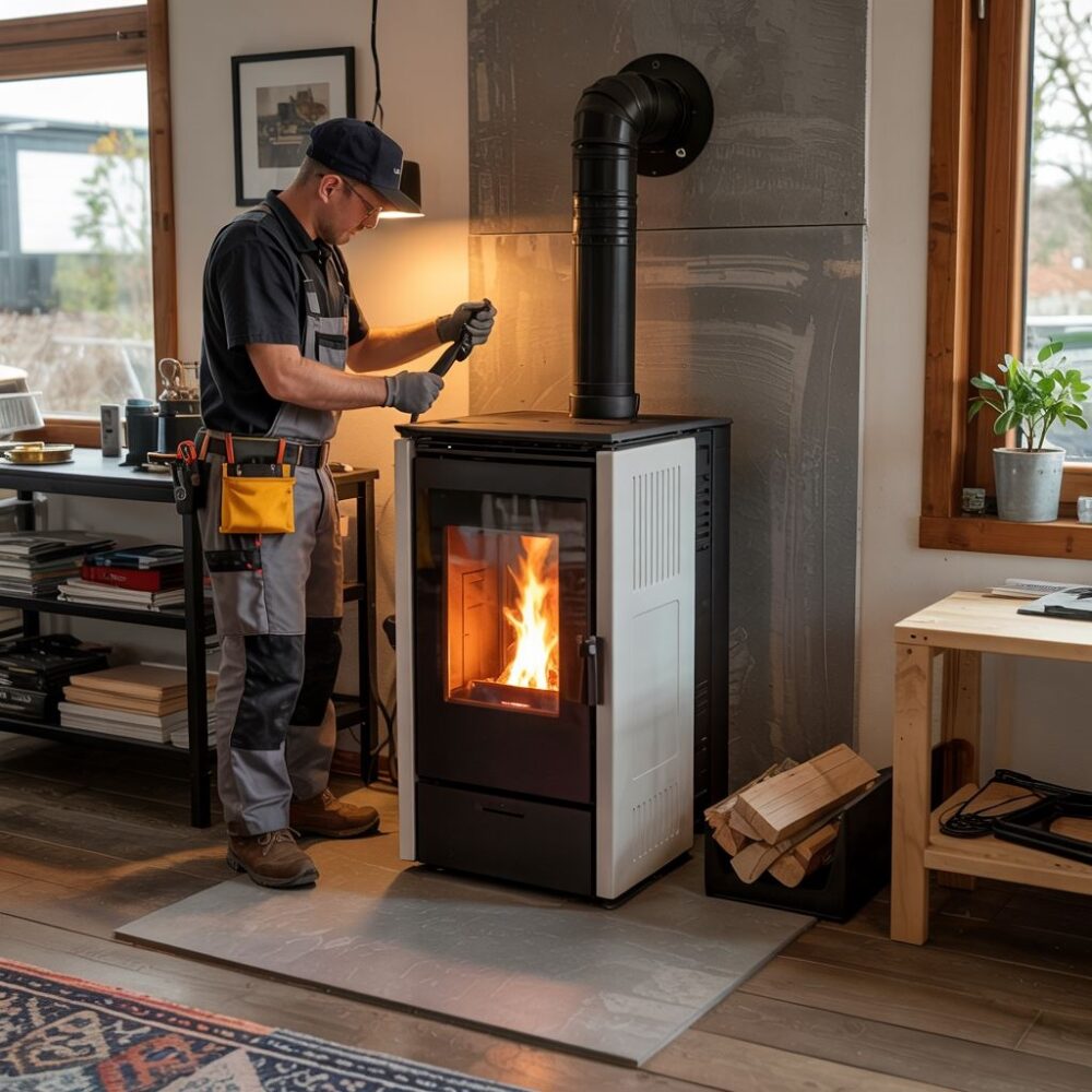 montaż pieca na pellet