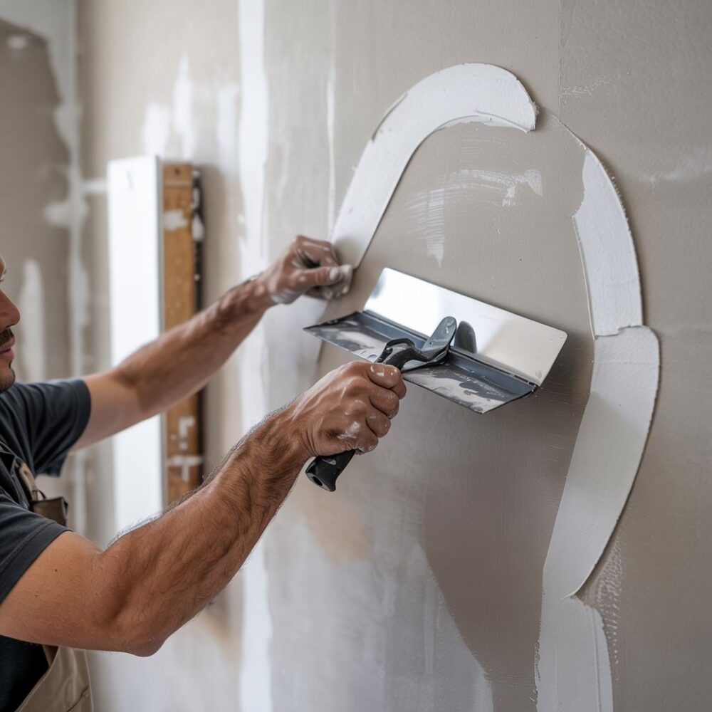 nakładanie gładzi na ścianę