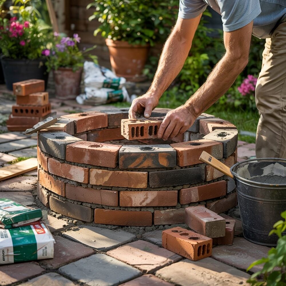 narzędzia ogrodowe przy palenisku