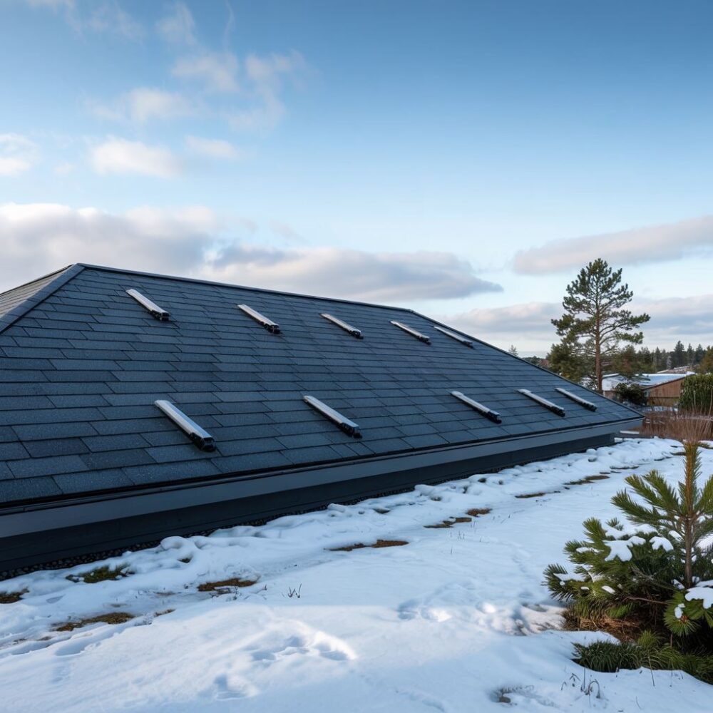 nowoczesny dach ze śniegołapami