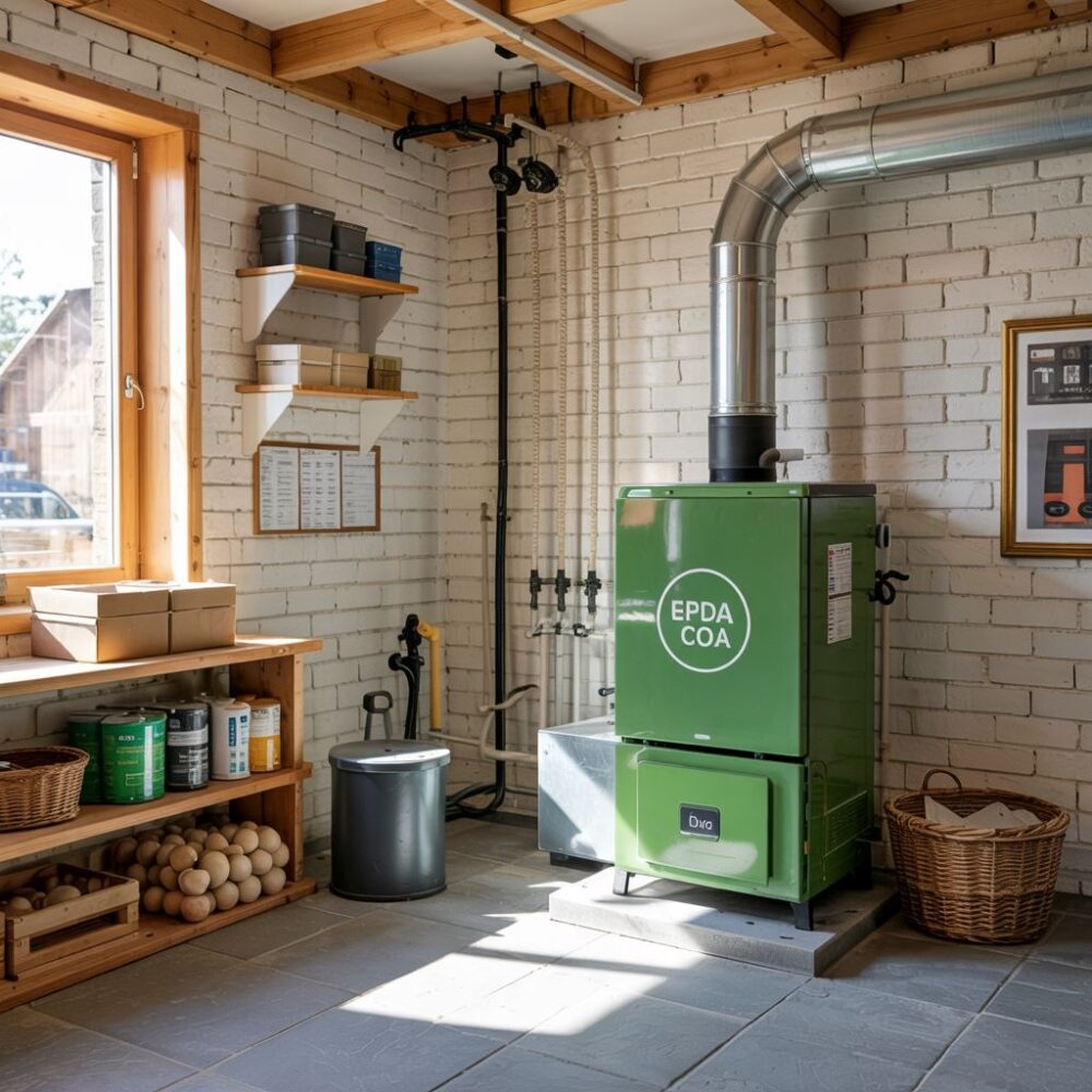 nowoczesny piec w salonie