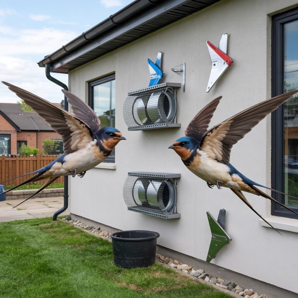 odstraszacz jaskółek na elewacji