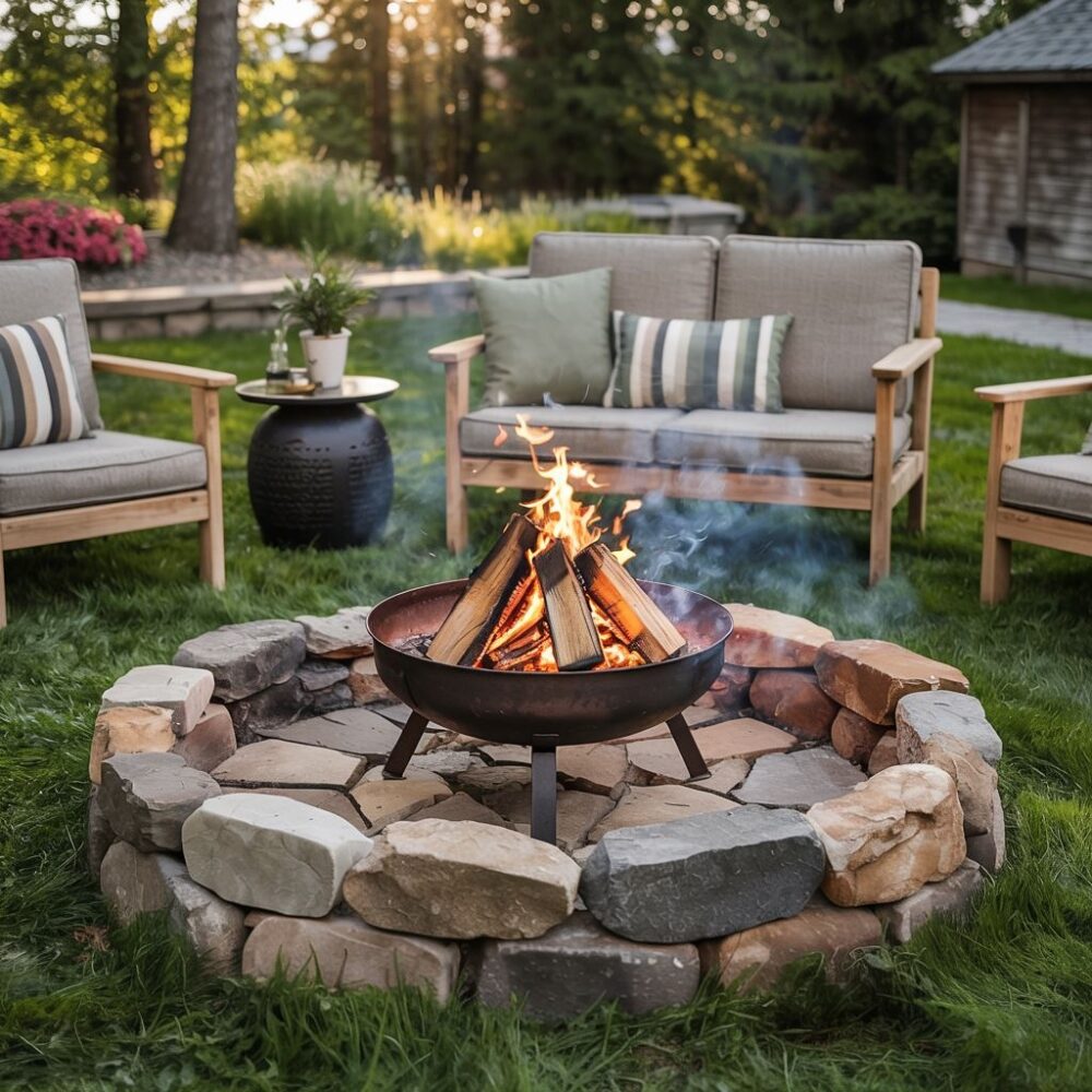 okrągłe palenisko ogrodowe