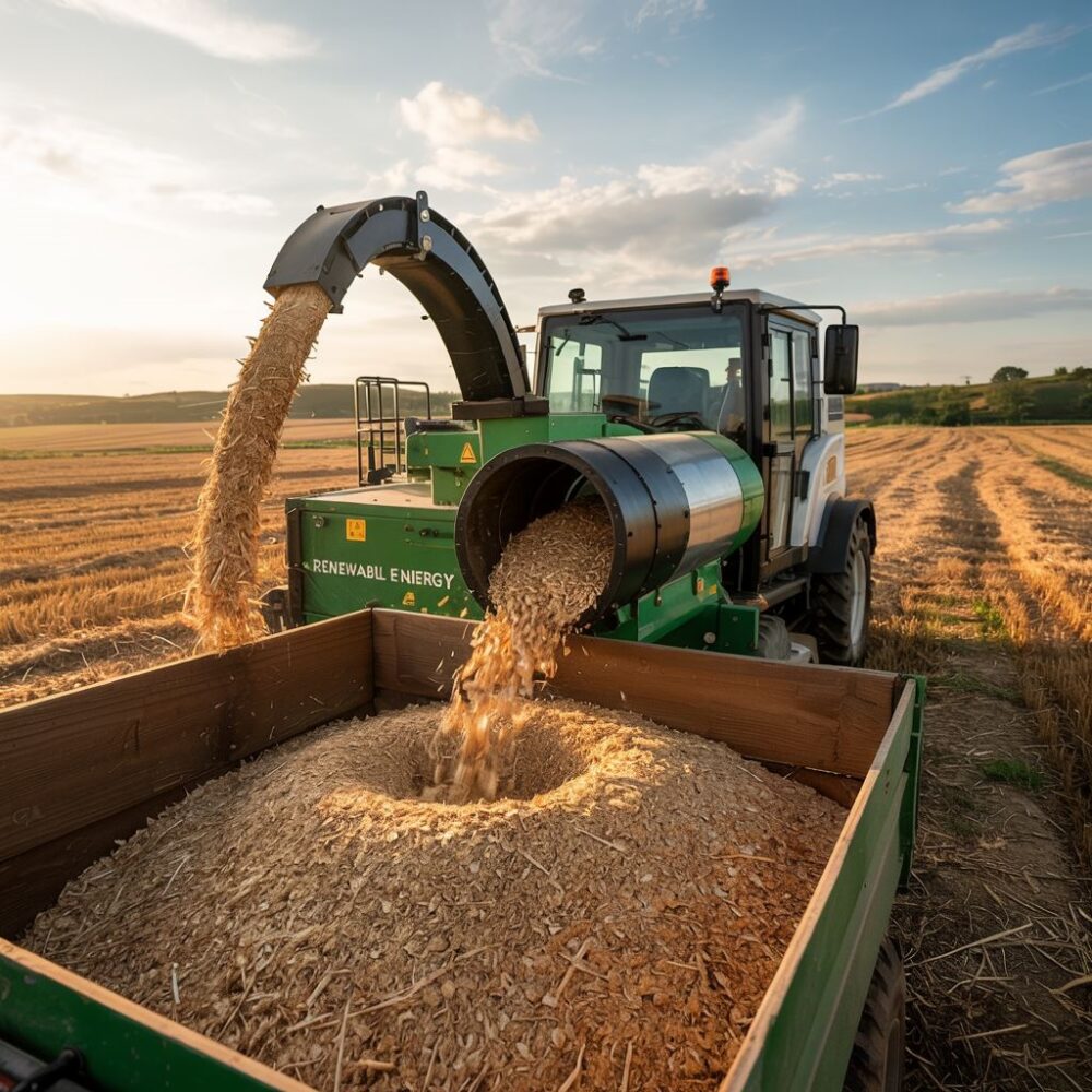 pellet słomiany na polu