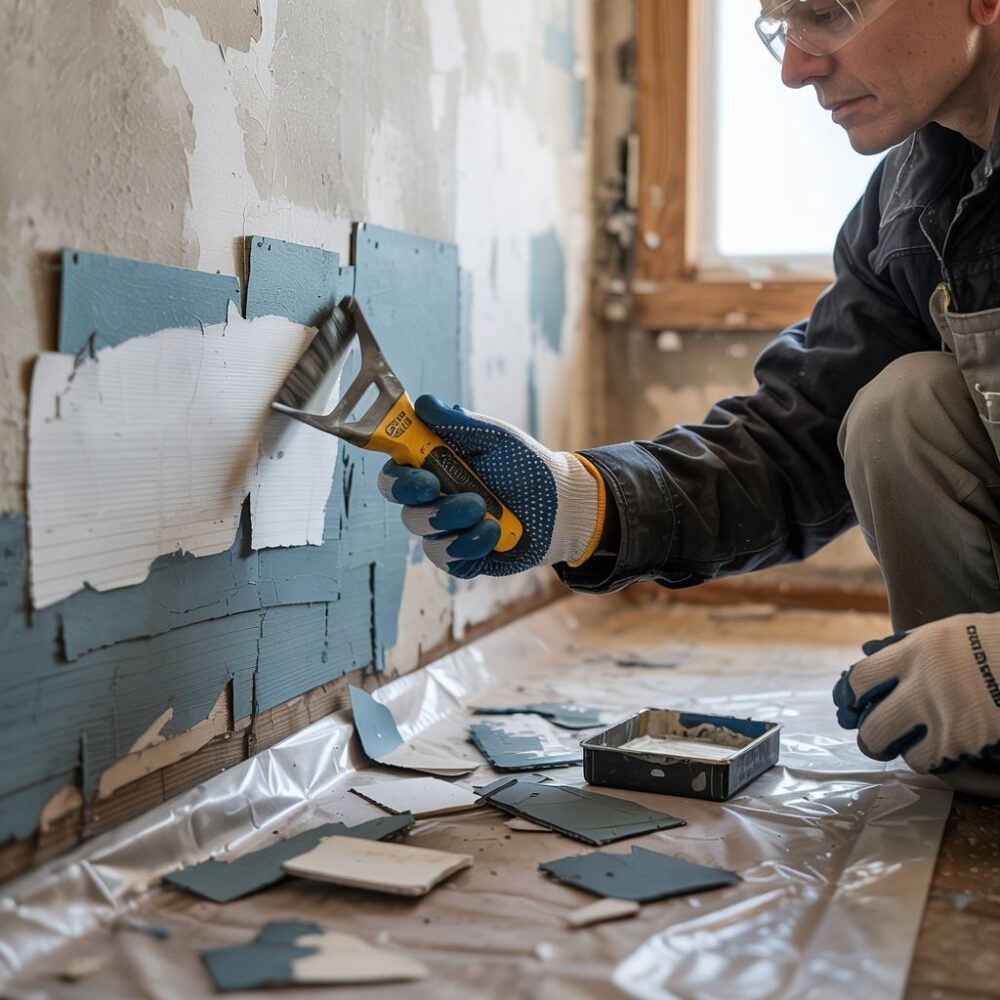 płatki farby na podłodze