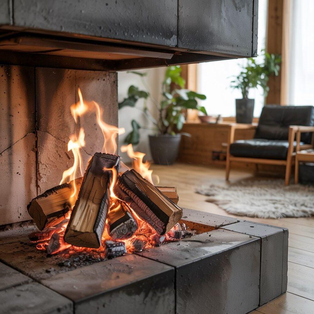 płonące brykiety torfowe