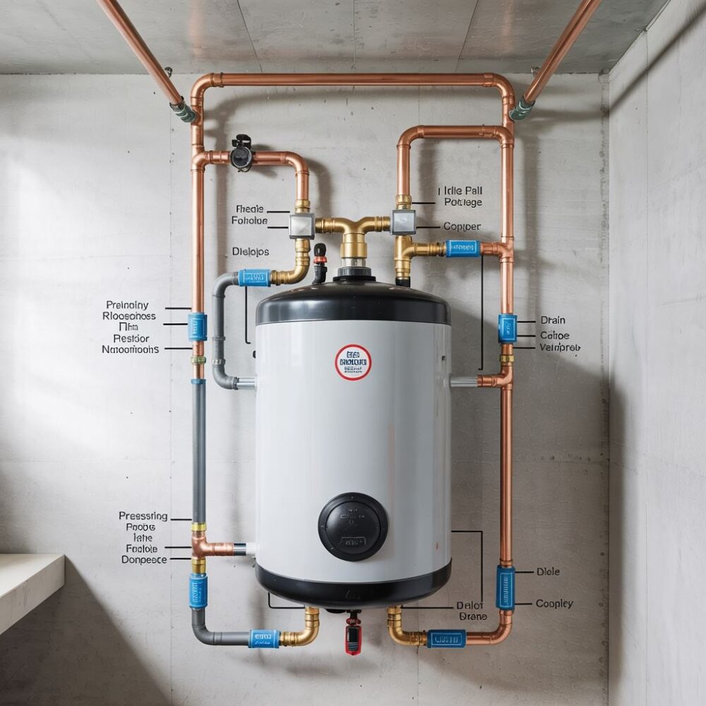 podłączenie rur do bojlera