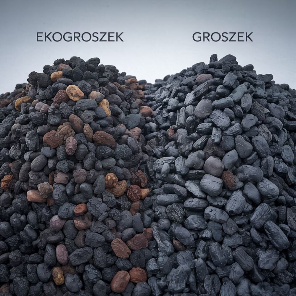 porównanie wielkości ekogroszku i groszku