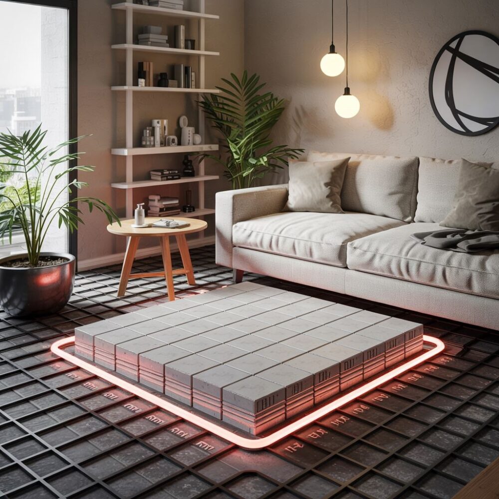 przekrój podłogi z płytkami gresowymi