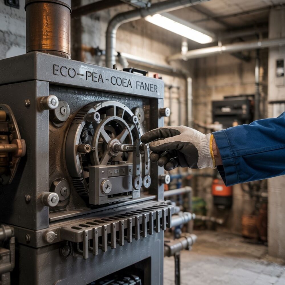 ręka przy panelu pieca