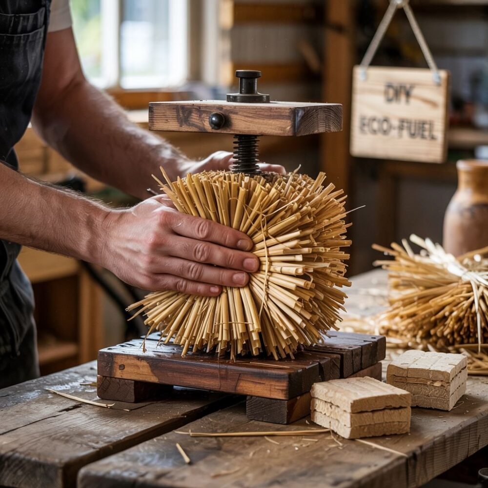 słoma i gotowy brykiet