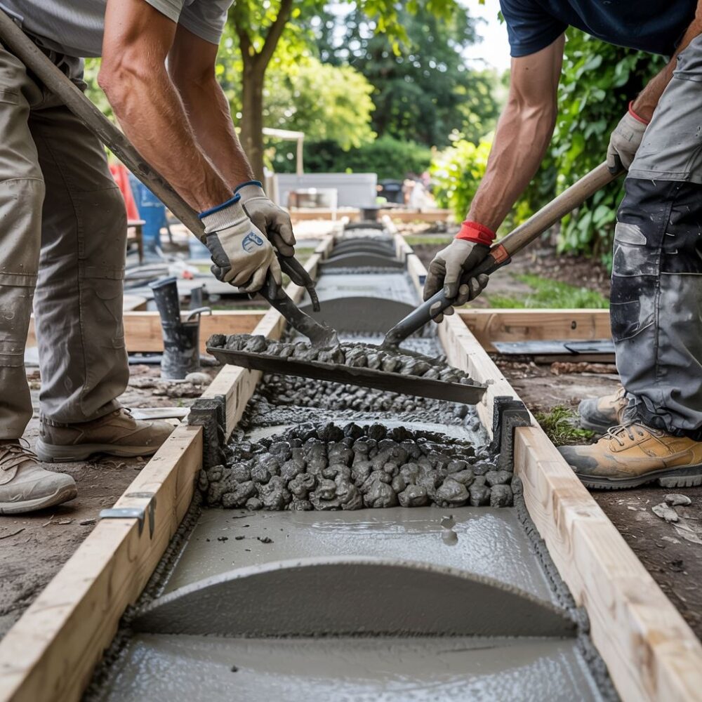 świeży beton przy krawężniku