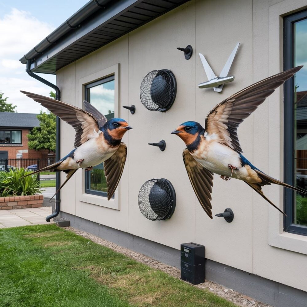 taśmy odblaskowe na ścianie domu