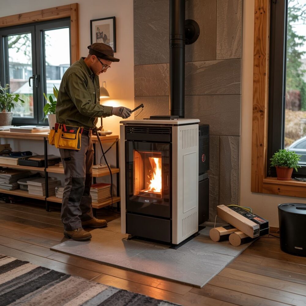 technik podłączający piec