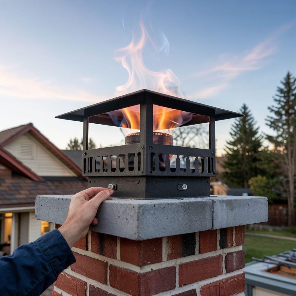 technik przy kominie