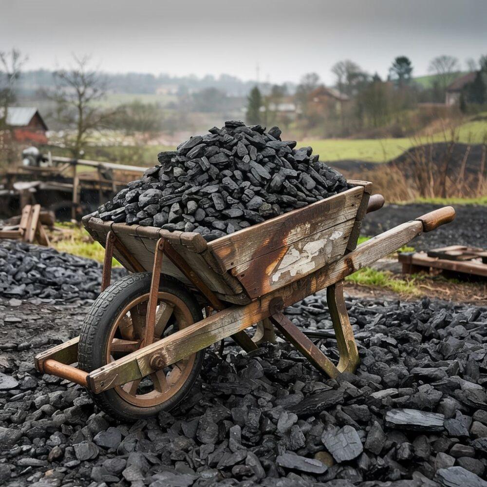 transport węgla taczką