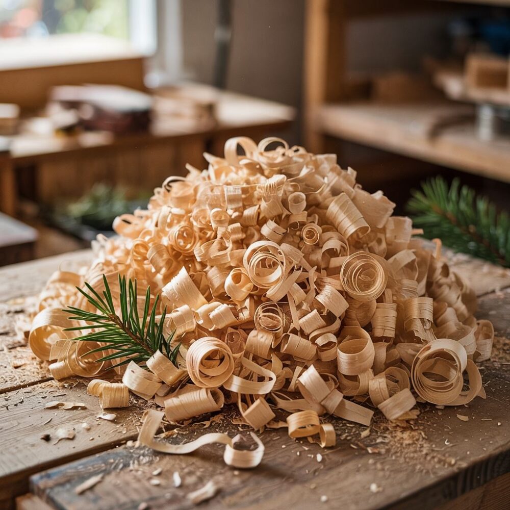 trociny na tle zieleni