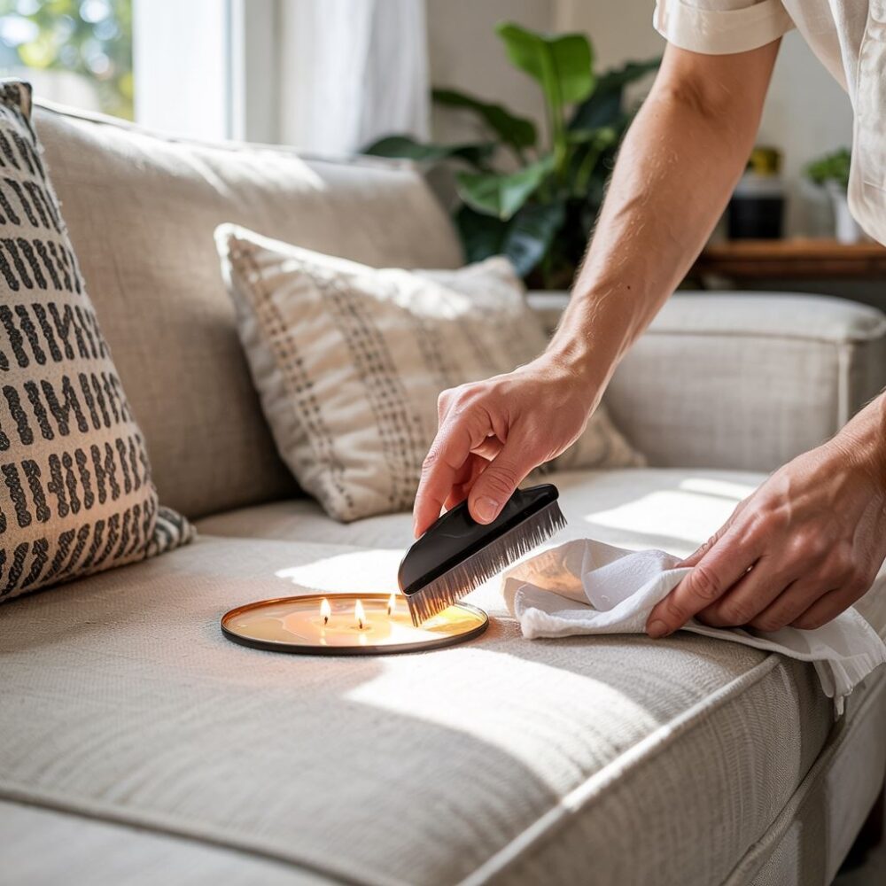 usuwanie wosku z kanapy