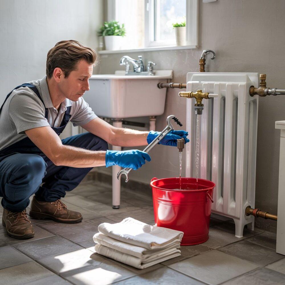 wiadro pod grzejnikiem