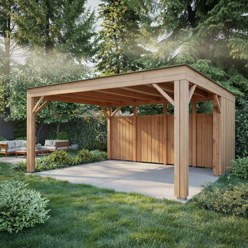 wiata częściowo zabudowana