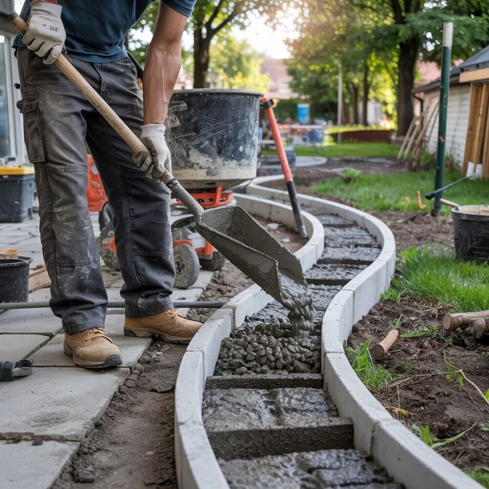 wylewanie betonu pod obrzeża